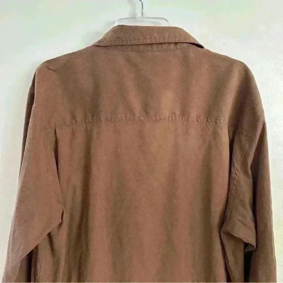 Weatherproof Button Up Shirt Flip Cuff Long Sleeve Mens Size Large Brown - Picture 10 of 11